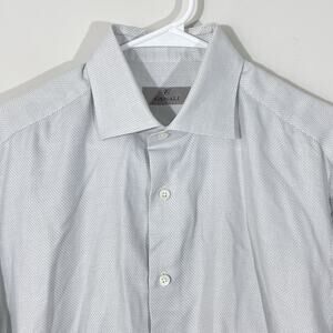 RECENT Canali 1934 Light Gray Micro Woven Dress Shirt Mens Size 16 (41)